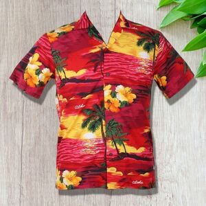 Ali'i Hawaiian Sunset Short Sleeve Button-up Vacation Resort Shirt